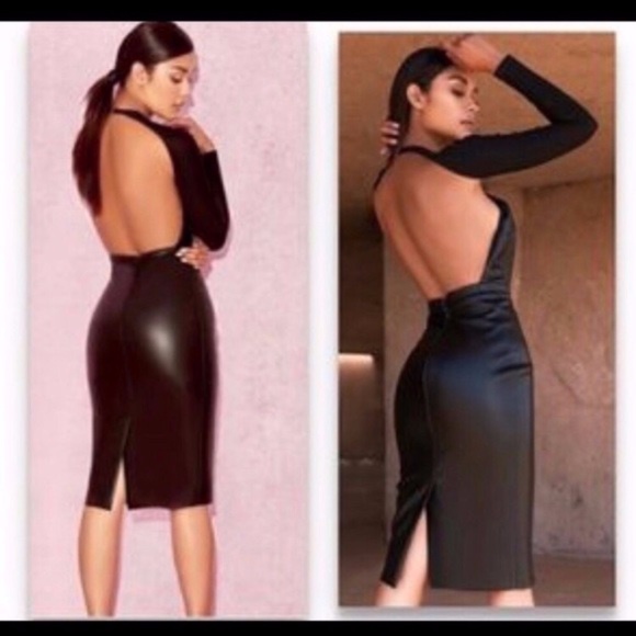 House of CB 'KIASU' BLACK VEGAN LEATHER DRESS - Picture 2 of 3